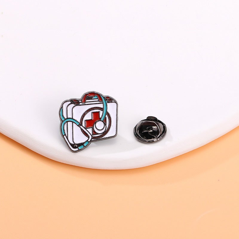 Explosions Medical Series Metal Enamel Brooch Stethoscope Electrocardiogram Ambulance First Aid Box Medical Badge - Image 4